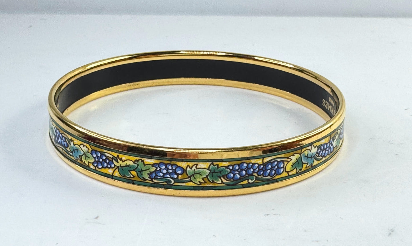 Vintage Hermès Email PM Cloisonné Bracelet Golden Metal Gold-plated 8" GS799