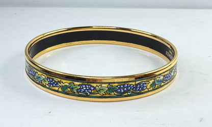 Vintage Hermès Email PM Cloisonné Bracelet Golden Metal Gold-plated 8" GS799