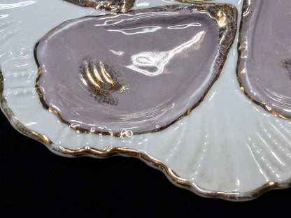 Vintage Limoges Oyster Plate Hand Painted Lavender Well Gold 8.5" A880