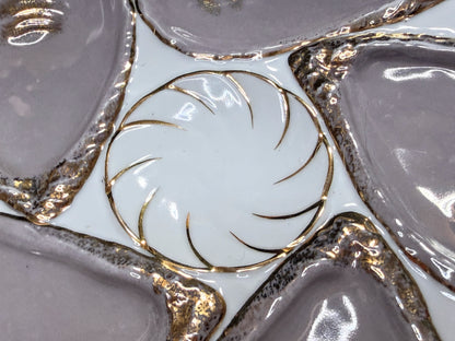 Vintage Limoges Oyster Plate Hand Painted Lavender Well Gold 8.5" A880