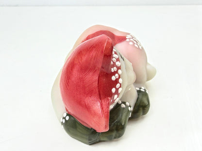 Fenton 2004 Hand Painted Sleeping Christmas Kitten Figurine Signed D Bauer A1073