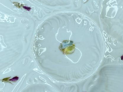 Antique Victoria Carlsbad Austria Purple Pansy gilt 5 well Oyster plate A432