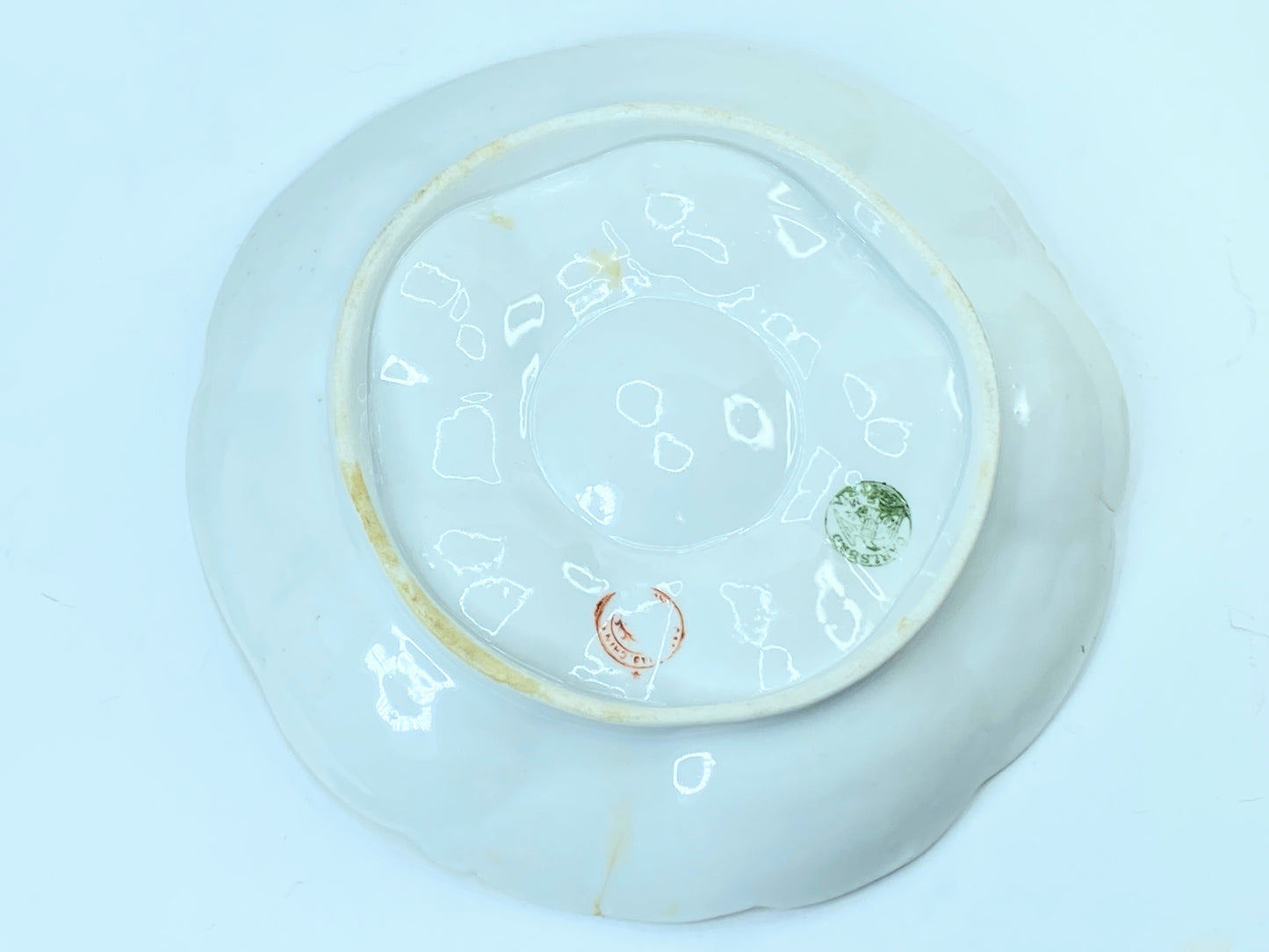 Antique Victoria Carlsbad Austria Purple Pansy gilt 5 well Oyster plate A432