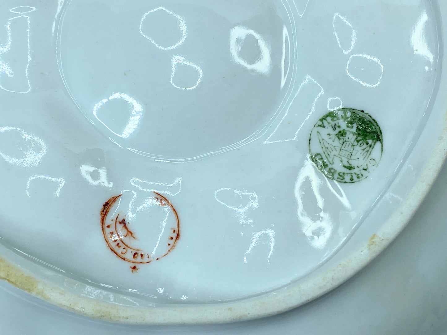 Antique Victoria Carlsbad Austria Purple Pansy gilt 5 well Oyster plate A432