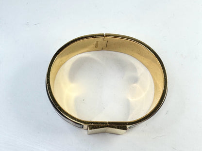 Vintage Hermès Enamel Clic Clac H Bracelet Gold Tone 7" Wide Bangle w/box GS801