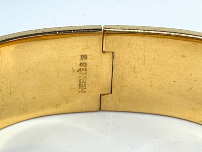 Vintage Hermès Enamel Clic Clac H Bracelet Gold Tone 7" Wide Bangle w/box GS801