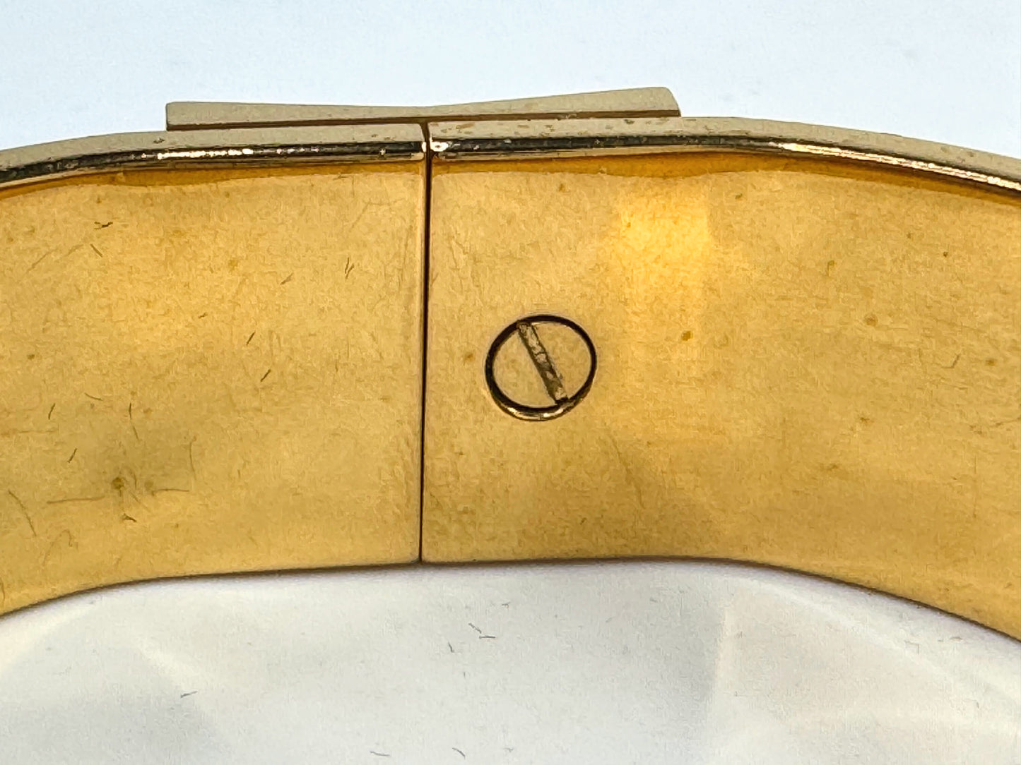 Vintage Hermès Enamel Clic Clac H Bracelet Gold Tone 7" Wide Bangle w/box GS801
