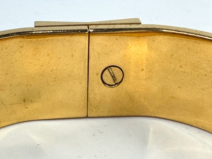 Vintage Hermès Enamel Clic Clac H Bracelet Gold Tone 7" Wide Bangle w/box GS801