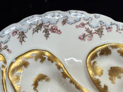 Antique Haviland Limoges Oyster Plate Gold Gilt Thistle 7.5" A881