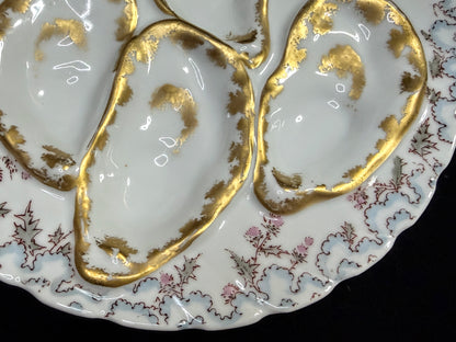 Antique Haviland Limoges Oyster Plate Gold Gilt Thistle 7.5" A881
