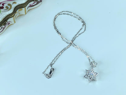 Italian 14K white gold 0.35ct F/Si Diamond Star of David necklace