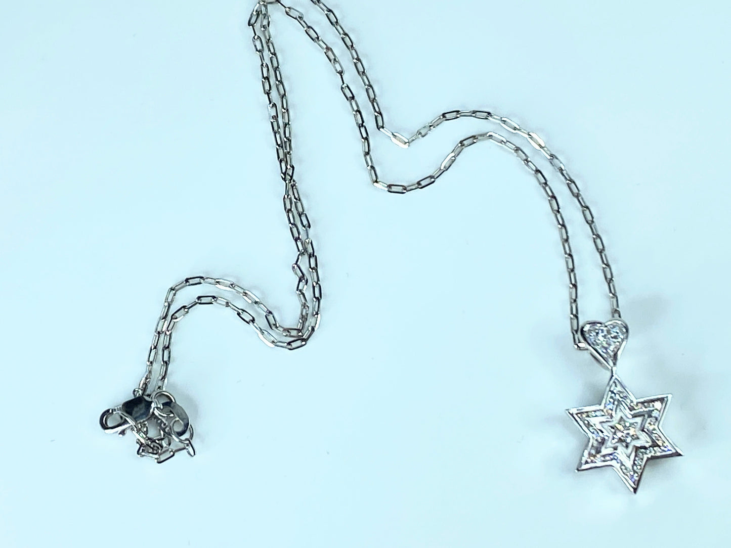 Italian 14K white gold 0.35ct F/Si Diamond Star of David necklace