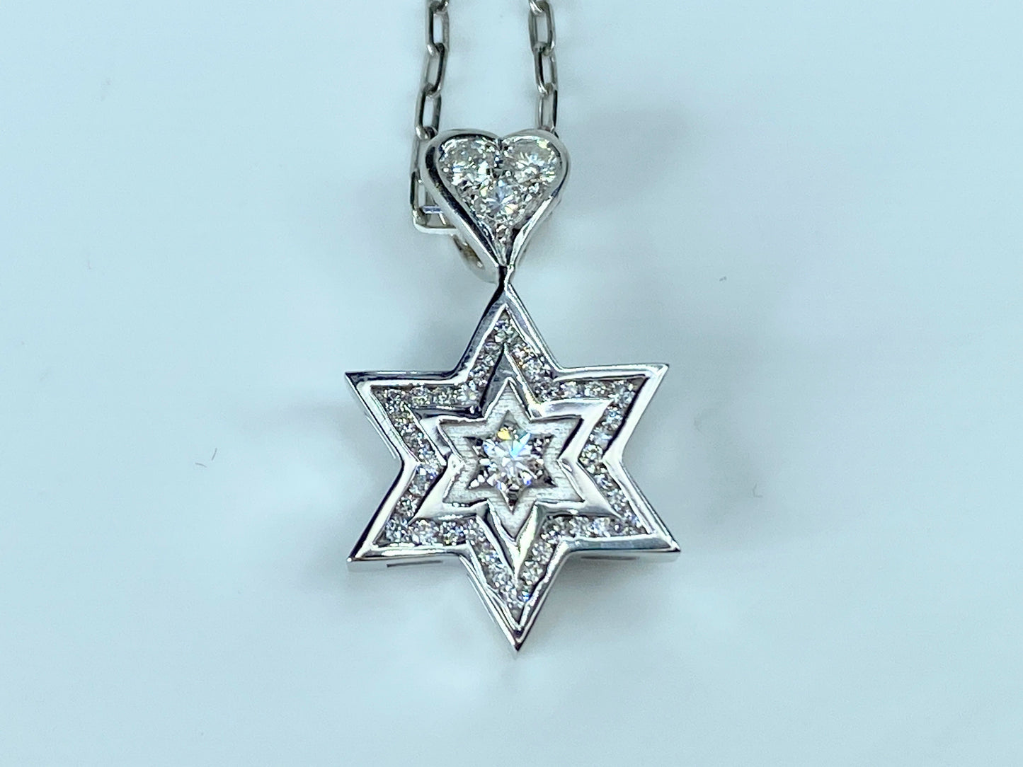 Italian 14K white gold 0.35ct F/Si Diamond Star of David necklace