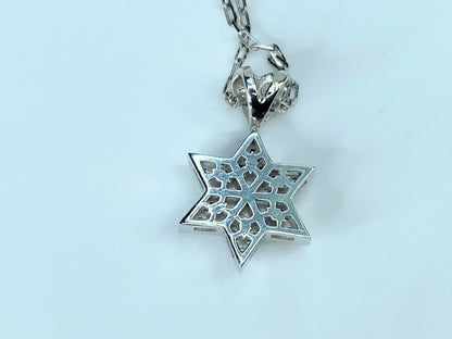 Italian 14K white gold 0.35ct F/Si Diamond Star of David necklace