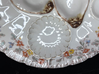 Vintage H&C Limoges Oyster Plate Floral Rim Hand Painted 8.5" A883