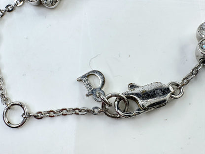 Vintage Christian Dior Crystal clear rhinestones Floral Link Bracelet 7" GS802