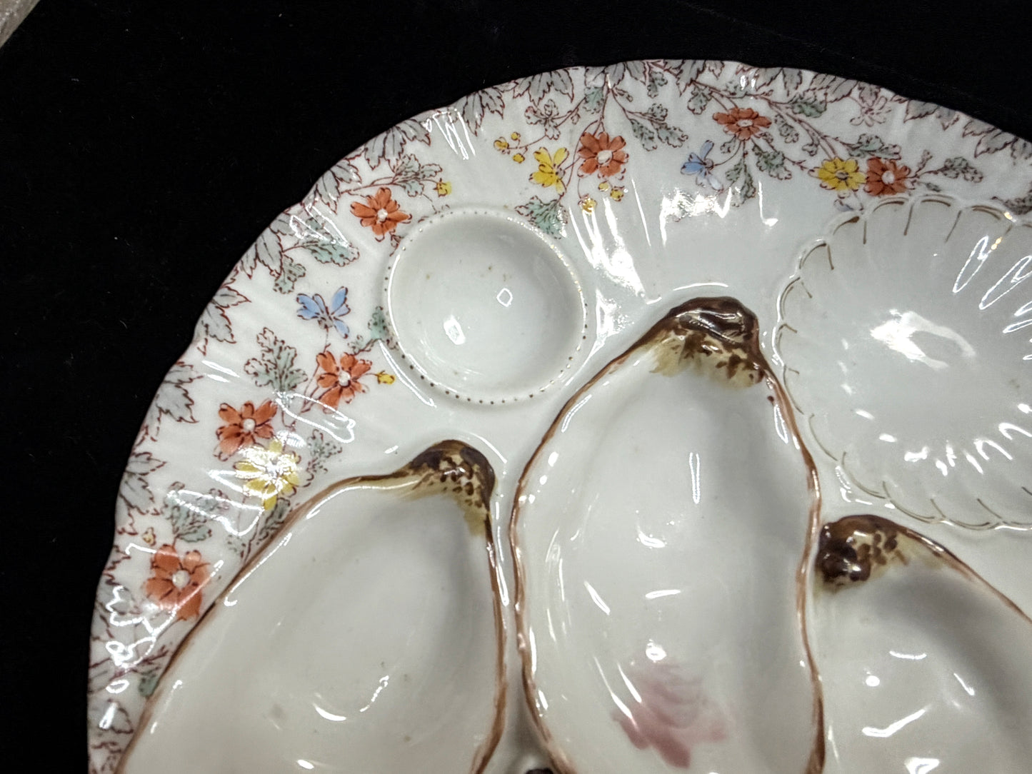 Vintage H&C Limoges Oyster Plate Floral Rim Hand Painted 8.5" A883