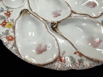 Vintage H&C Limoges Oyster Plate Floral Rim Hand Painted 8.5" A883