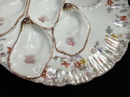 Vintage H&C Limoges Oyster Plate Floral Rim Hand Painted 8.5" A883