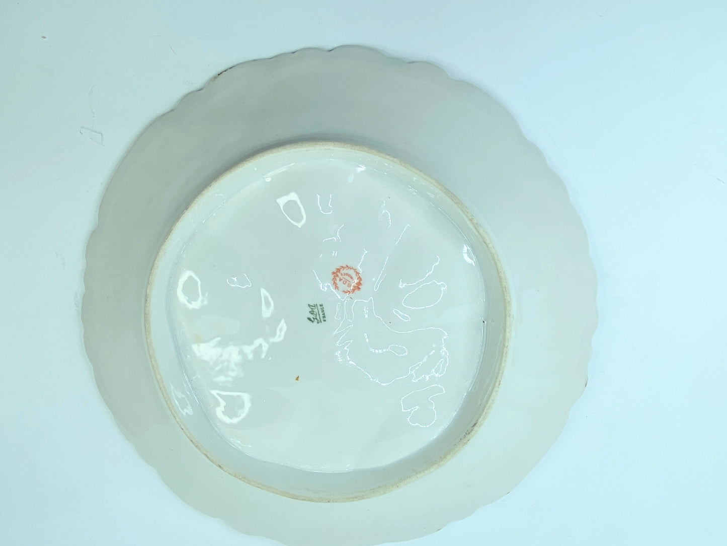 GDA Limoges 5 Well Oyster Plate Hand Painted Porcelain Pink Flowers border A435