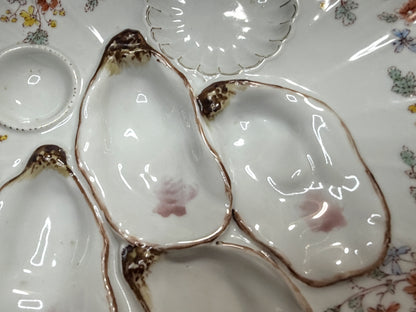 Vintage H&C Limoges Oyster Plate Floral Rim Hand Painted 8.5" A883