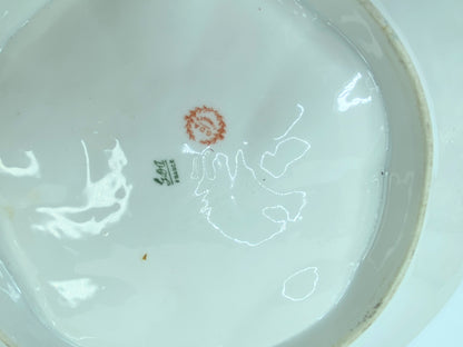 GDA Limoges 5 Well Oyster Plate Hand Painted Porcelain Pink Flowers border A435