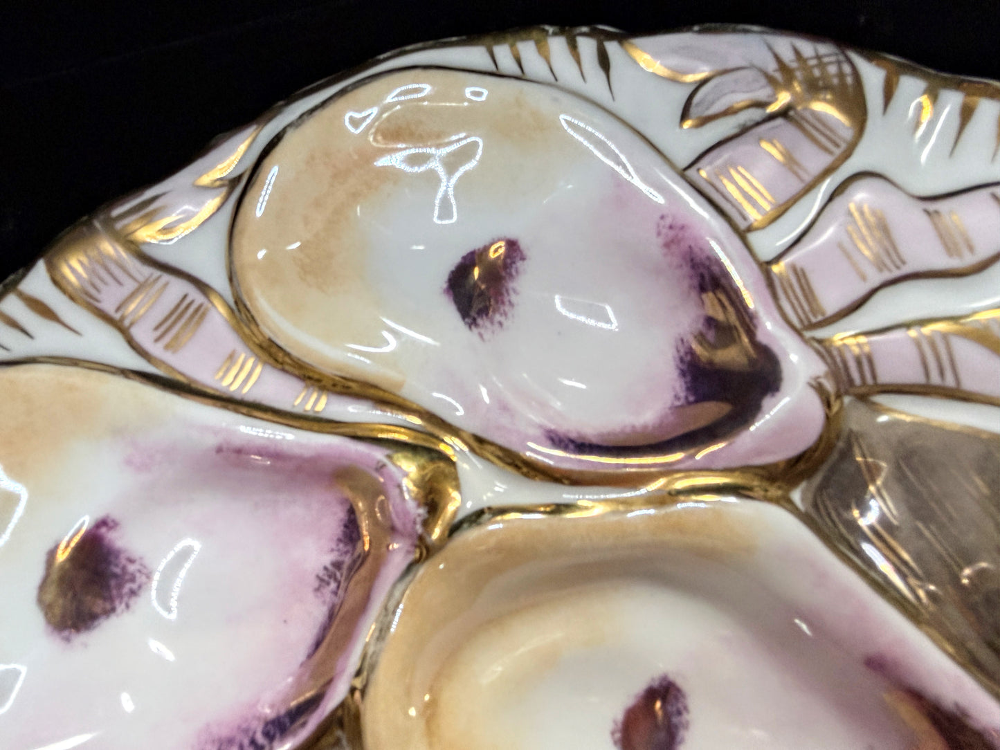 Antique Carl Tielsch Oyster Plate Turkey Design Pink Luster Gold 9" A884