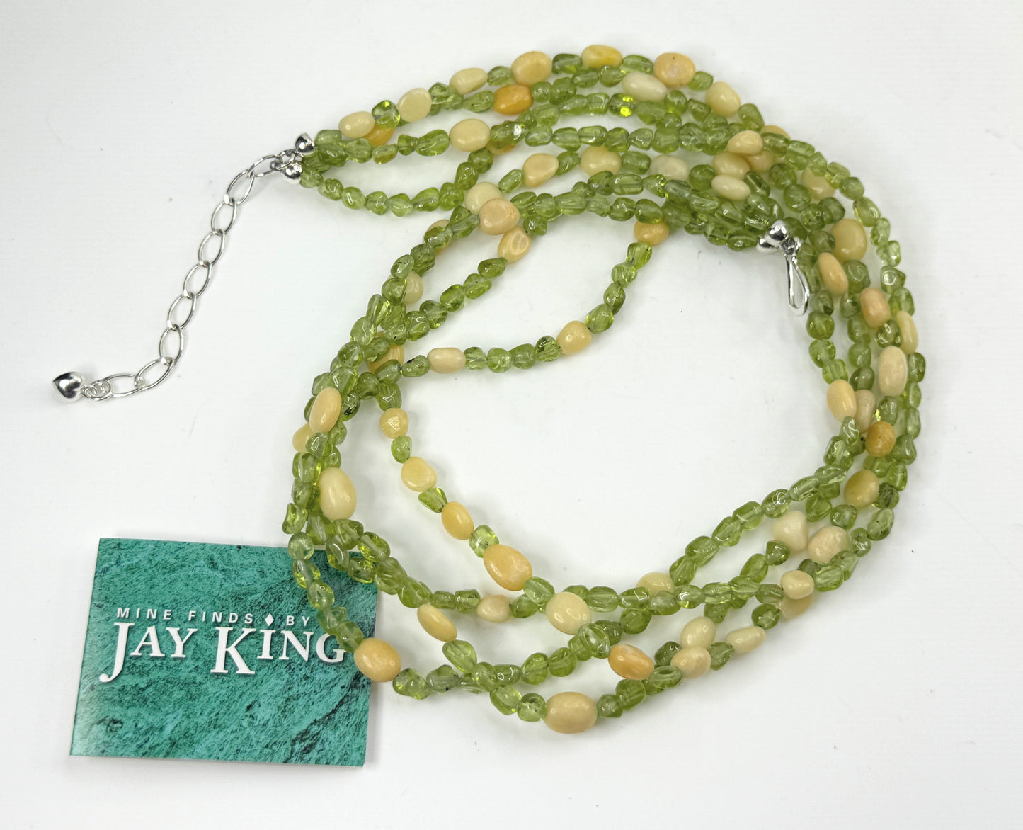 Jay King Sterling 925 Peridot Jade 4 strands necklace JR9367