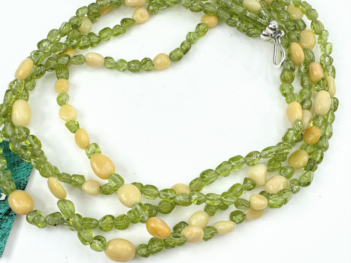 Jay King Sterling 925 Peridot Jade 4 strands necklace JR9367