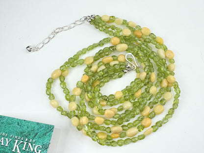 Jay King Sterling 925 Peridot Jade 4 strands necklace JR9367