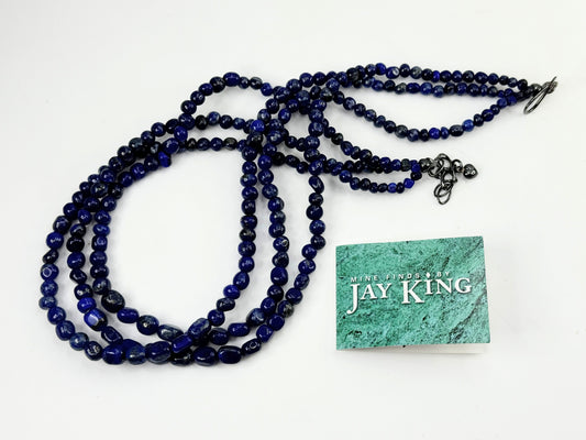 Jay King sterling graduated Lapis Lazuli triple strands necklace JR9369