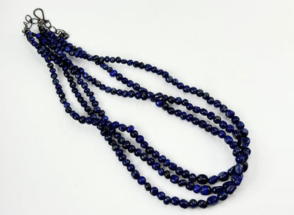 Jay King sterling graduated Lapis Lazuli triple strands necklace JR9369