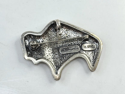 Vintage Handmade Native American Sterling Silver Fetish Buffalo Brooch JR1617
