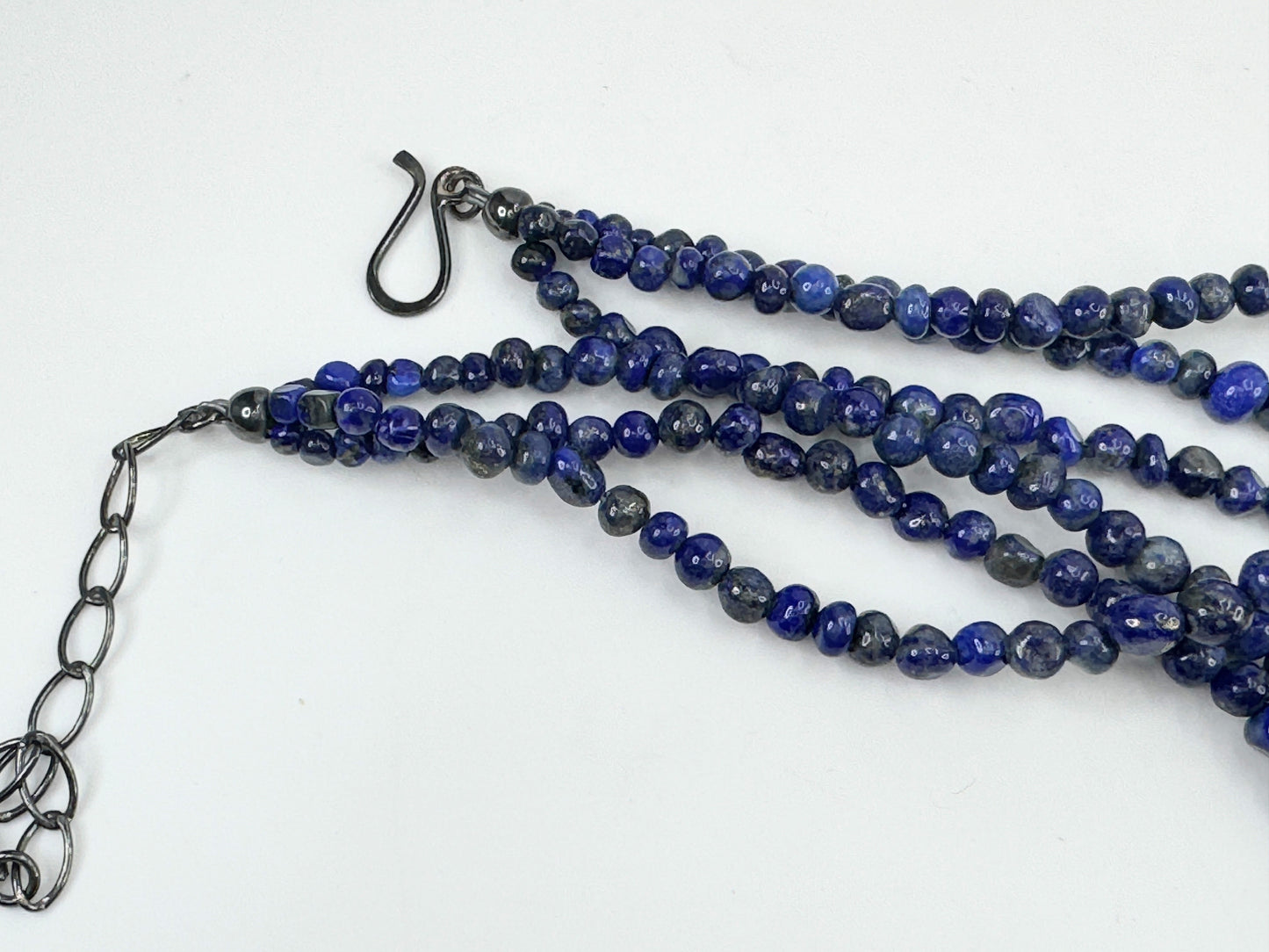 Jay King sterling graduated Lapis Lazuli triple strands necklace JR9369