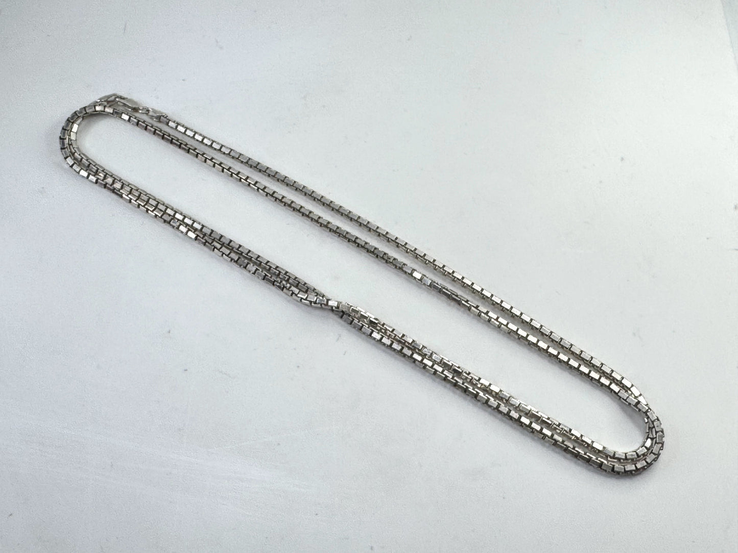 Vintage Sterling Silver Heavy Double Box Chain Necklace 3mm 38.7g JR1618