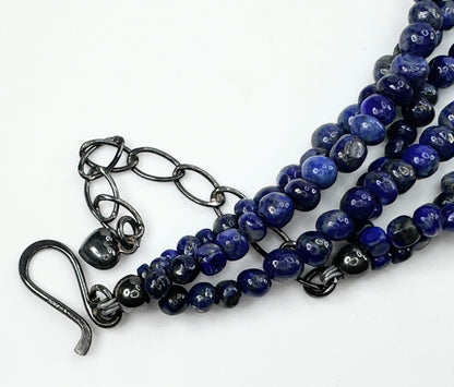 Jay King sterling graduated Lapis Lazuli triple strands necklace JR9369