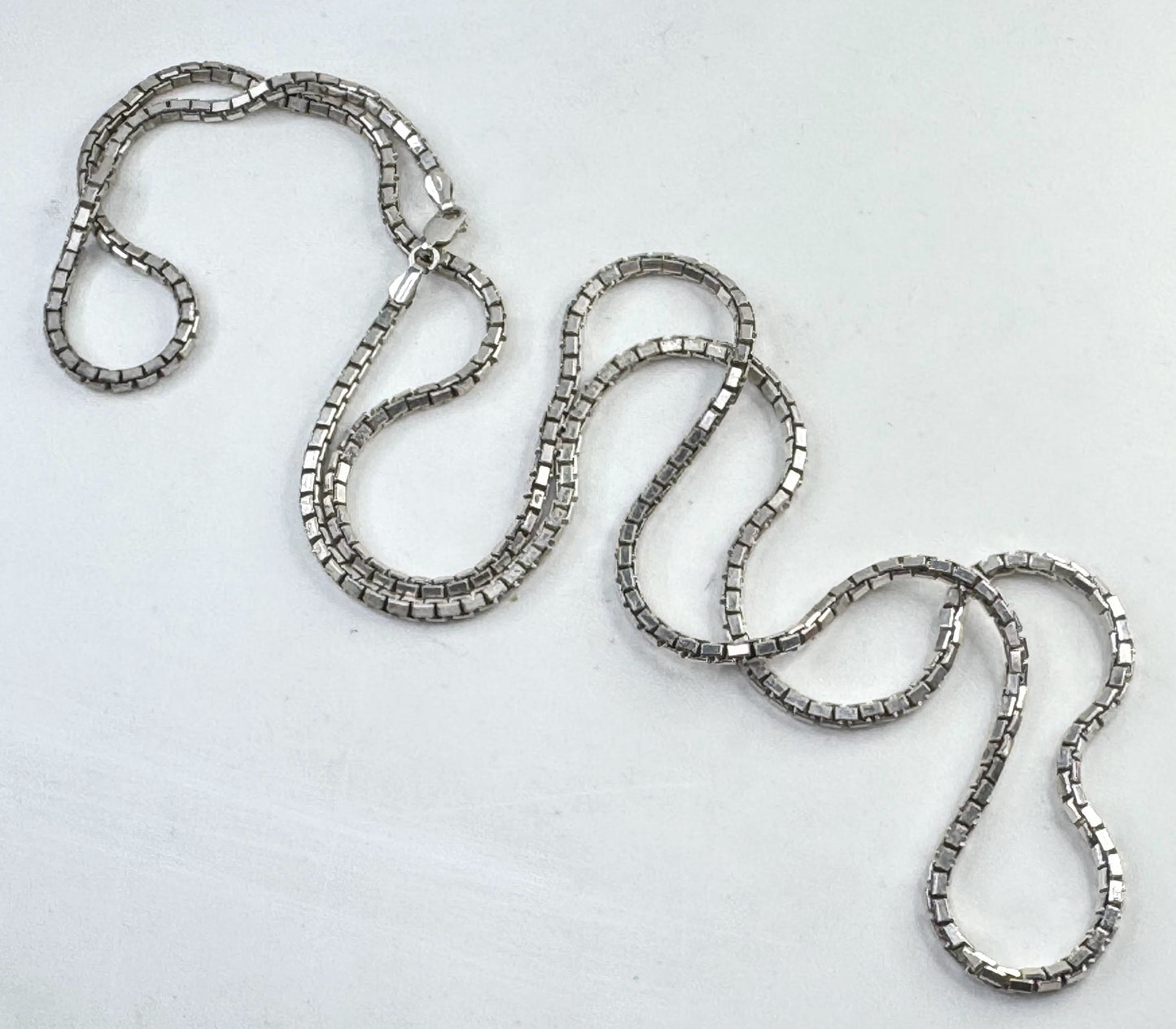 Vintage Sterling Silver Heavy Double Box Chain Necklace 3mm 38.7g JR1618