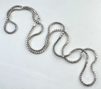 Vintage Sterling Silver Heavy Double Box Chain Necklace 3mm 38.7g JR1618