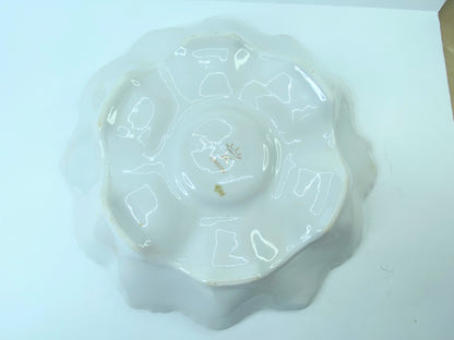 19th century Limoges gold gilt iridescent 6 well oyster plate 9.0" A438