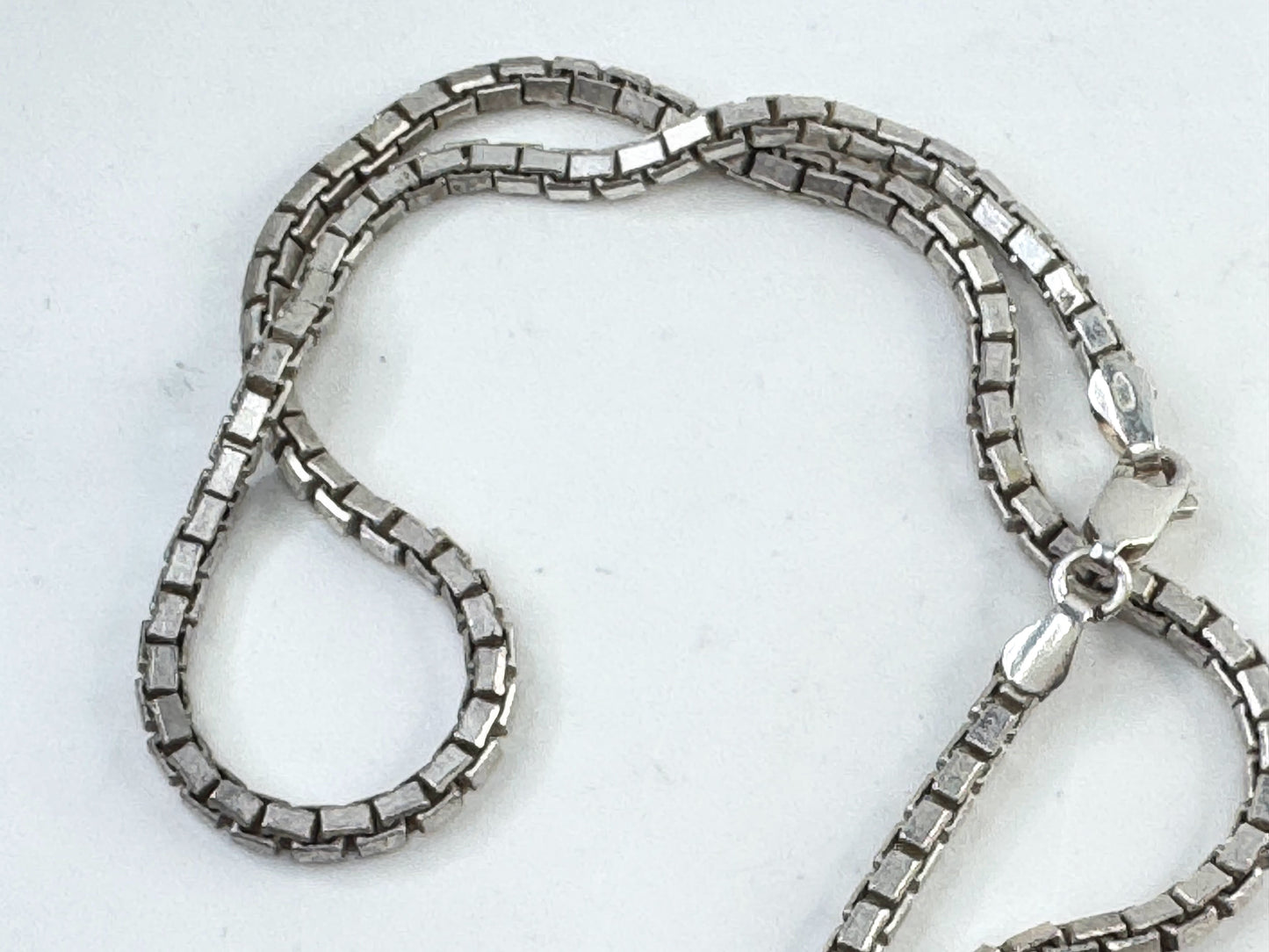 Vintage Sterling Silver Heavy Double Box Chain Necklace 3mm 38.7g JR1618