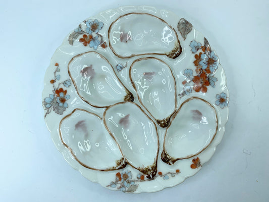 Antique Haviland & Co. Limoges Oyster Plate, Floral Circa 1880's 8 3/8" A439