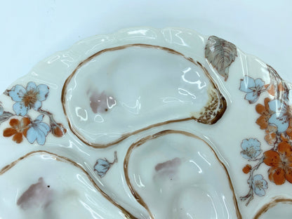 Antique Haviland & Co. Limoges Oyster Plate, Floral Circa 1880's 8 3/8" A439