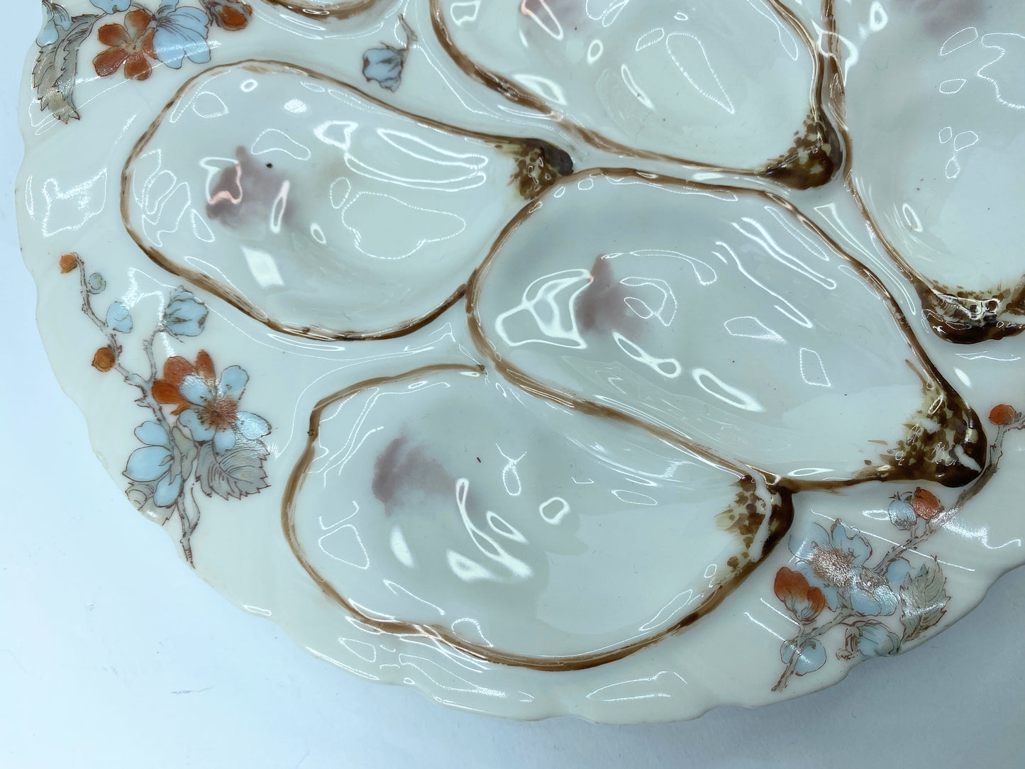 Antique Haviland & Co. Limoges Oyster Plate, Floral Circa 1880's 8 3/8" A439