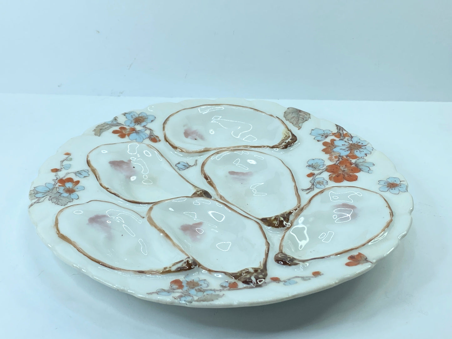 Antique Haviland & Co. Limoges Oyster Plate, Floral Circa 1880's 8 3/8" A439