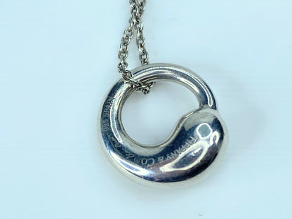 Tiffany & Co 925 Silver Elsa Peretti Eternal Circle Pendant Necklace w/pouch JR8453