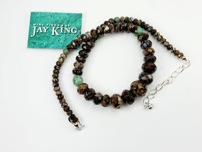 Jay King Sterling faceted natural pyrite Turquoise necklace JR9372