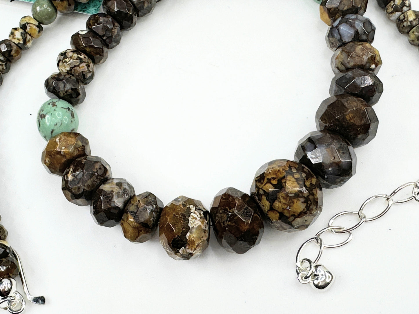 Jay King Sterling faceted natural pyrite Turquoise necklace JR9372