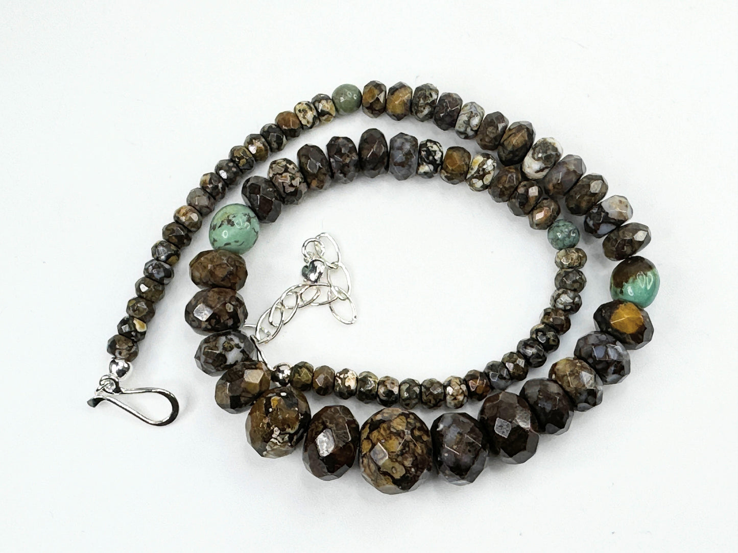 Jay King Sterling faceted natural pyrite Turquoise necklace JR9372