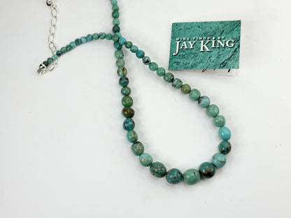 Jay King Sterling natural graduated Turquoise beads necklace JR9373