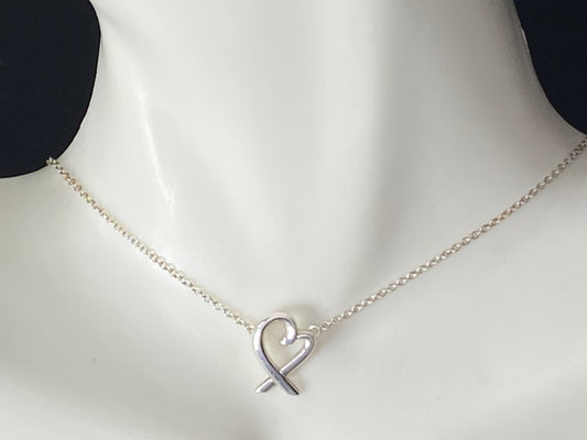 Tiffany & Co. Sterling Paloma Picasso Loving Heart Pendant Necklace